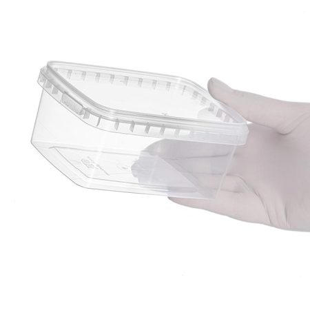 تصویر  ظرف مایکروویوی یکبارمصرف  طب پلاستیک مدل مستطیل  550 سی سی با درب 